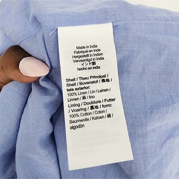 J.Crew Linen Daydream Smocked Puff-Sleeve Midi Dress – Size S – French Blue - Picture 7 of 8